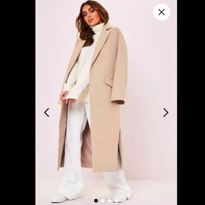 🚫SOLD🚫 Miss Guided Petite Camel Side Split Coat